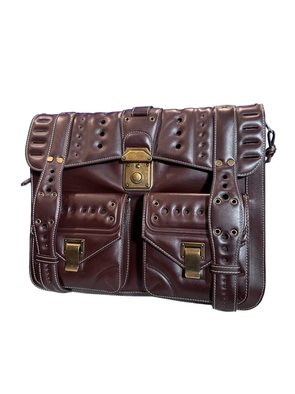 Proenza Schouler PS1 Satchel Brown Leather Messenger Bag Crossbody Y2K
